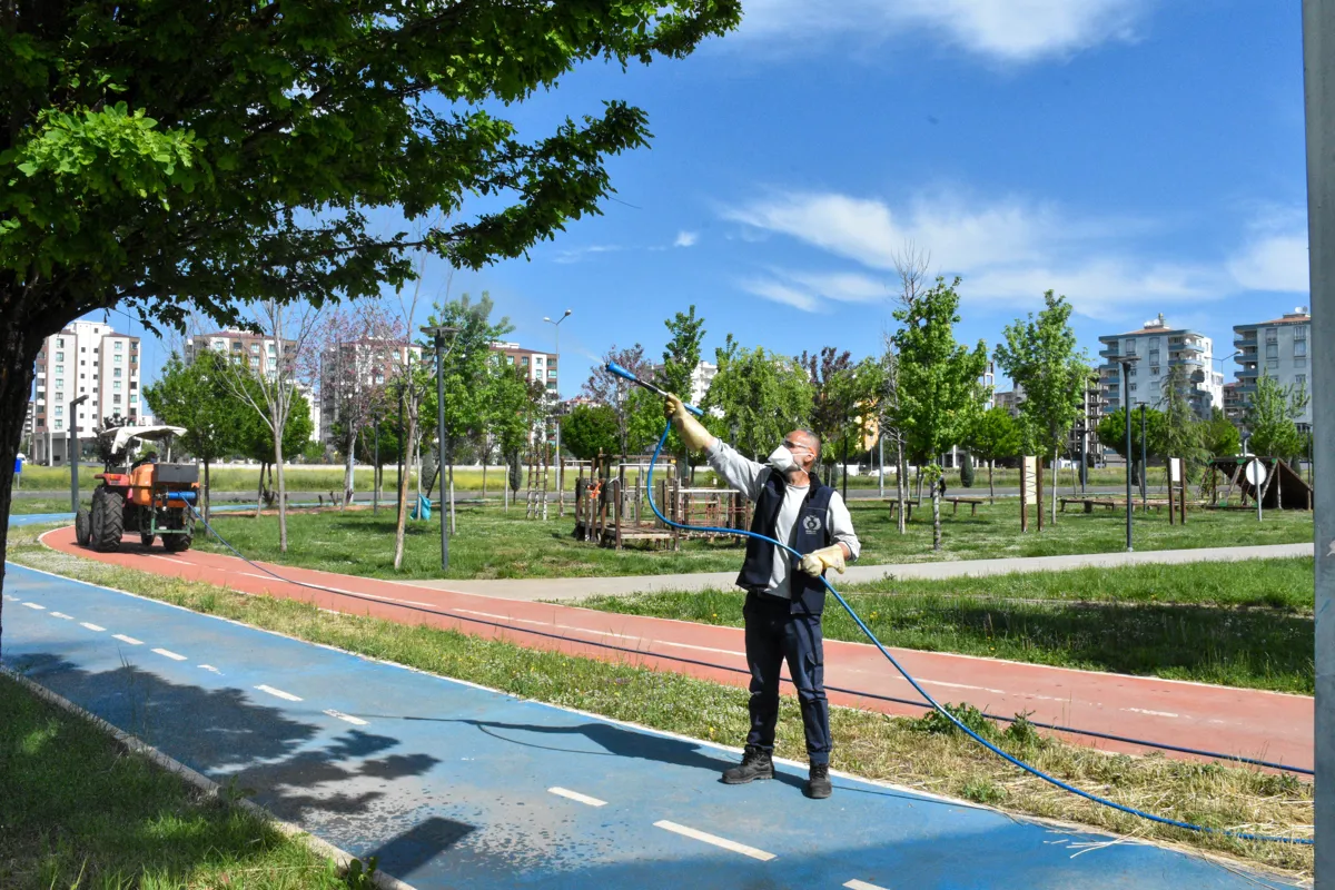 Park ve bahçelerde ilaçlama ve bakım çalışmaları devam ediyor